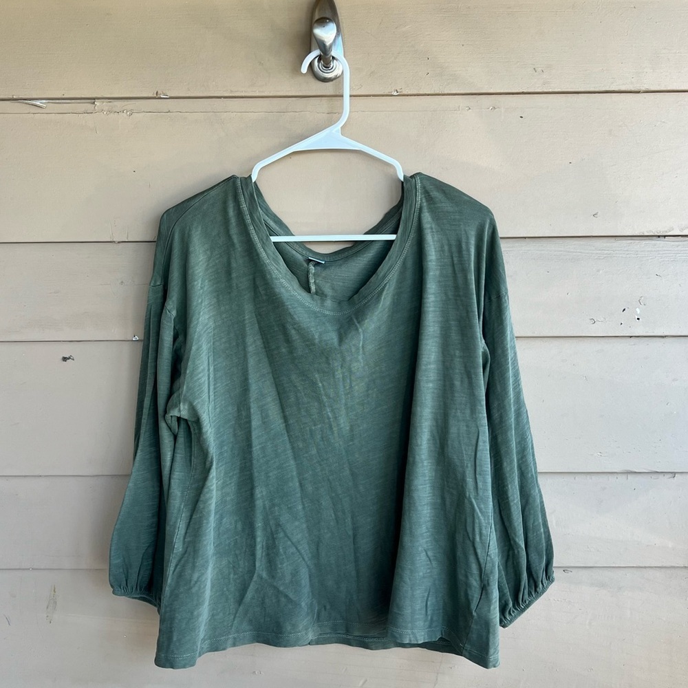 Old Navy Green Oversized 3/4 Sleeve Blouse - Size S